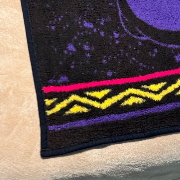 VINTAGE BIEDERLACK MINNIE MOUSE BLANKET pink purple black THROW DISNEY 52” x  68 - Picture 5 of 11